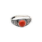 S925 Sterling Silver Vintage Red Agate Open Ring – Minimalist Band for Women