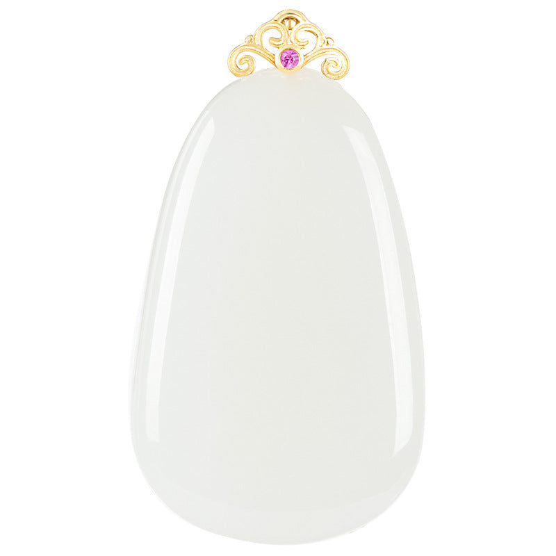 Natural Hetian White Jade Wushi Plaque Pendant – Protective Talisman for Peace & Balance