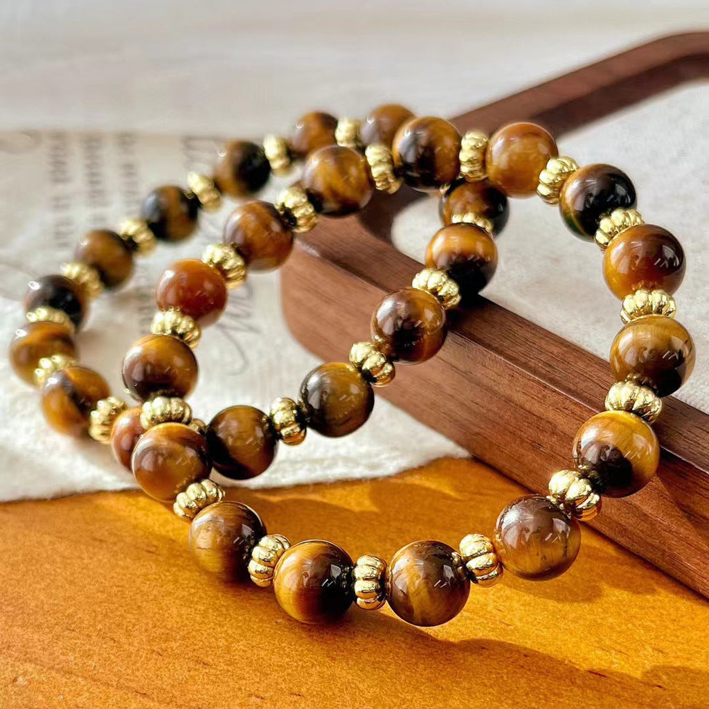 Vintage Maillard Style Natural Tiger's Eye Stone Bracelet