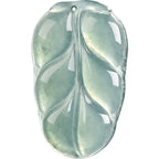 Natural Blue Water Jadeite Leaf Pendant – A-Grade Jade, Elegant Spiritual Necklace