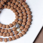 Tibetan Dragon Vein "Exploding"Texture Rudraksha 108 Mala Beads Bracelet