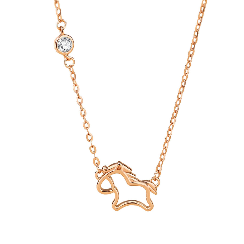 Women’s S925 Sterling Silver Hollow Running Horse Jewelry Set – Necklace, Bracelet & Earrings | Year of the Horse Gift