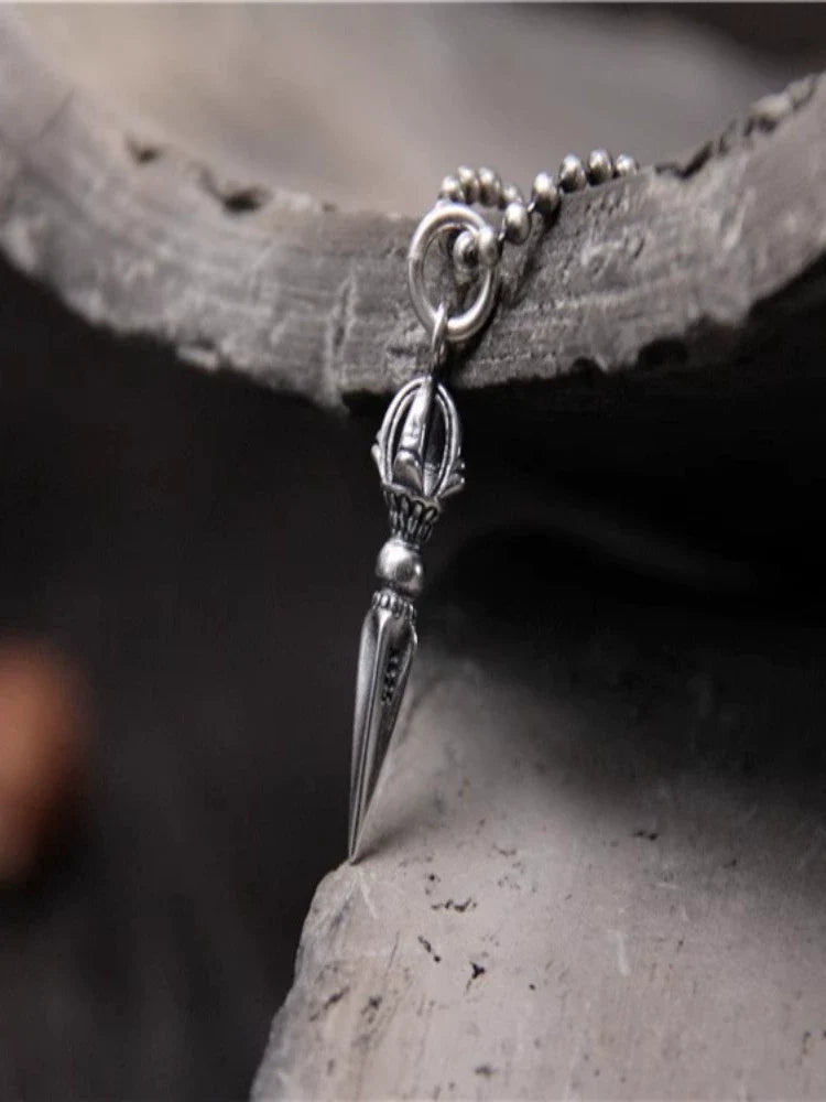 Vajra Pestle S925 Sterling Silver Retro Necklace Pendant
