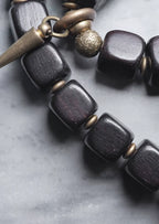 Double-Layer Black Rutilated Quartz & Ebony Wood Bracelet Men’s Vintage Protection Beads