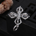 925 Sterling Silver Delicate Vajra Cross Necklace