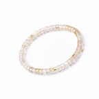 Natural Crystal Rutilated Quartz Bracelet - Precision Cut 3x6mm Beads