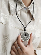 Mountain Ghost Thunder Order Coin Pendant Black Rope Necklace