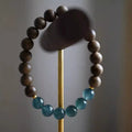 Premium Blue Ice Jadeite & Mysore Old Sandalwood Fortune Bracelet