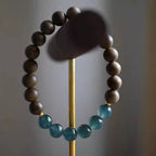 Premium Blue Ice Jadeite & Mysore Old Sandalwood Fortune Bracelet