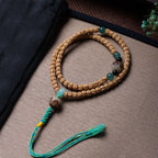 Cypress Seed 108 Mala Beads Bracelet with Straight-Cut Ghost Face – Handcrafted in Tibet