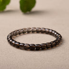 Natural Smoky Quartz Barrel Bead Bracelet - Simple Unisex Single Strand
