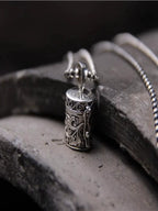 S925 Sterling Silver Retro Lotus Small Bottle Gawu Box Pendant