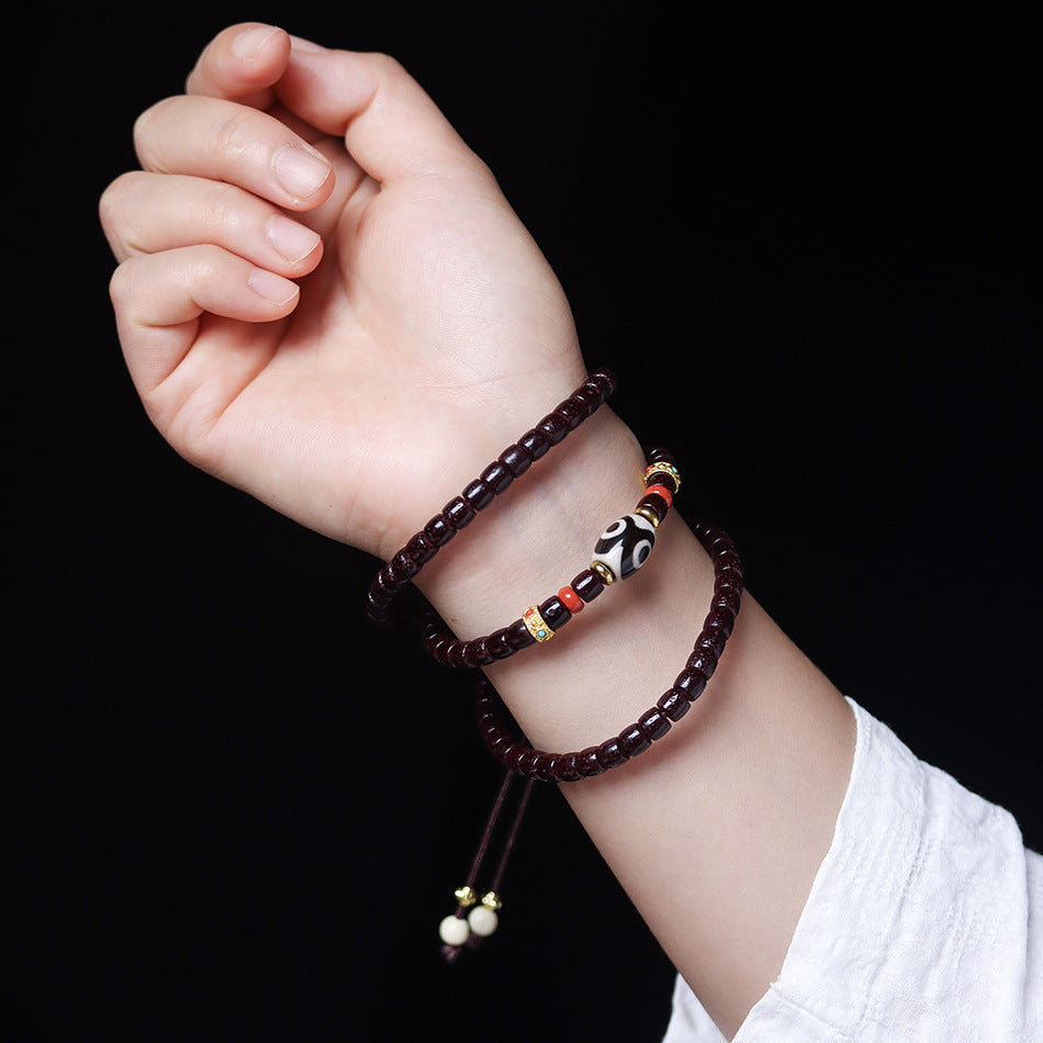 Cinnabar-Infused Star and Moon Bodhi 108 Mala Beads Bracelet