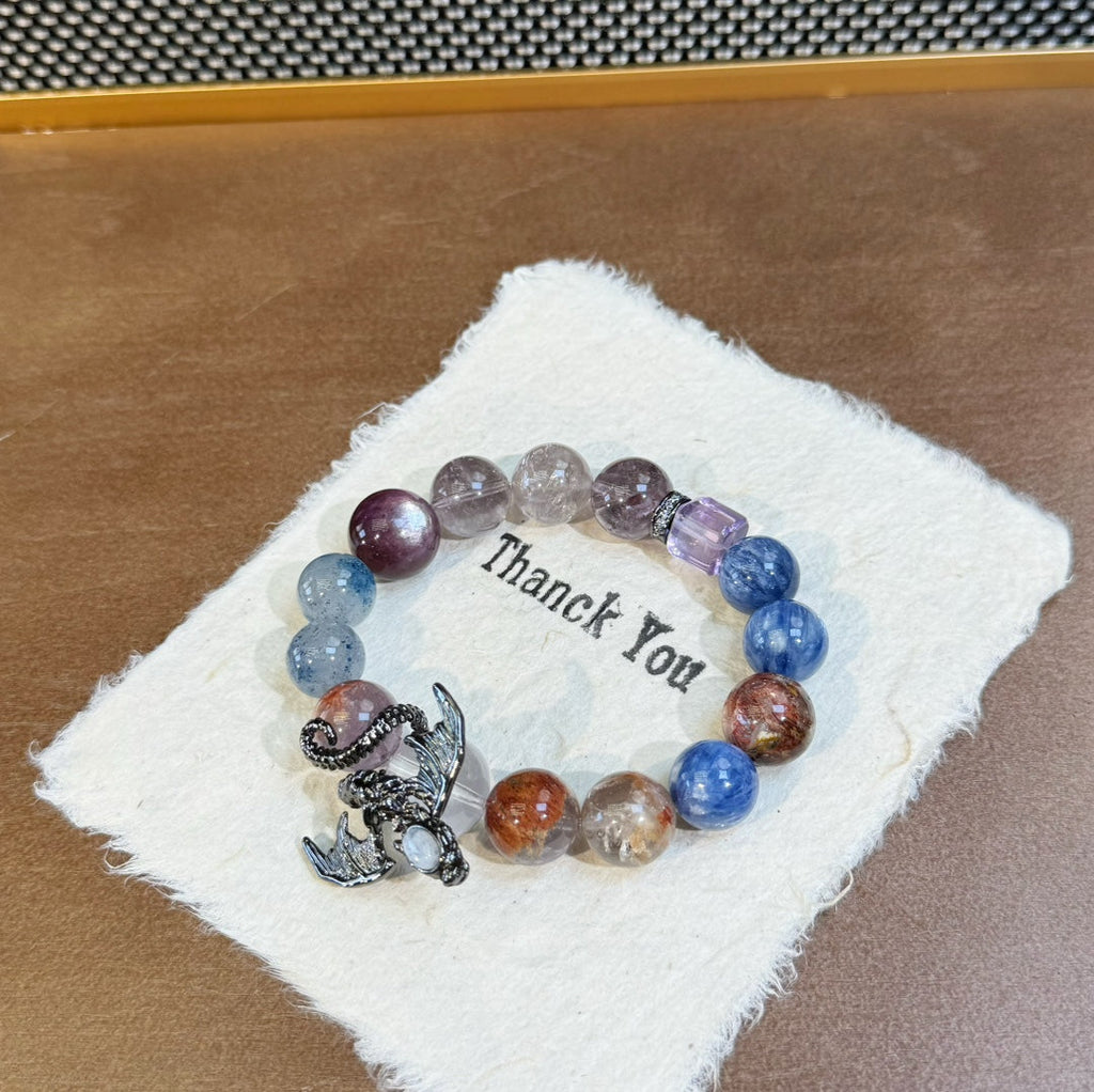 Nezha Series Bracelet –  Amethyst Phantom Kyanite Lepidolite K2 Crystal Bracelet for Women