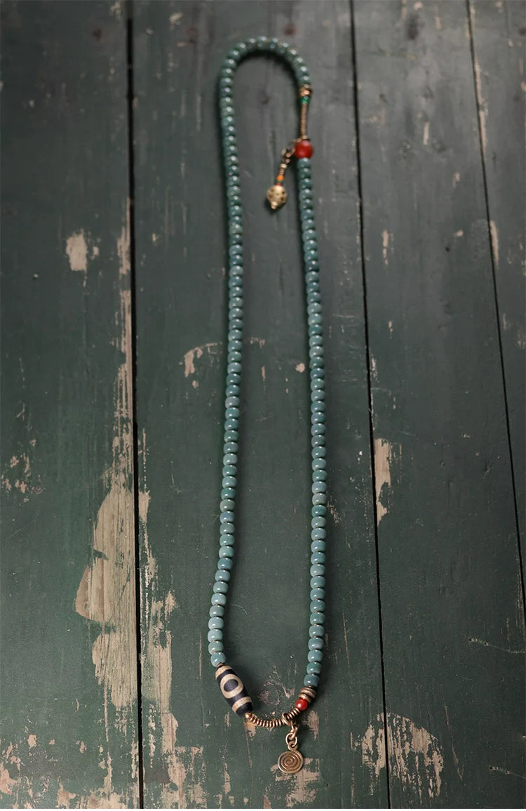 Vintage Multi-Layer Bodhi Seed & Dzi Bead Bracelet Buddhist Mala Jewelry for Men & Women