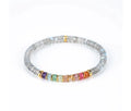 Unisex Natural Gray Moonstone Rainbow Labradorite Thin Slice Bracelet – 18K Gold Plated Silver Multi-Gemstone