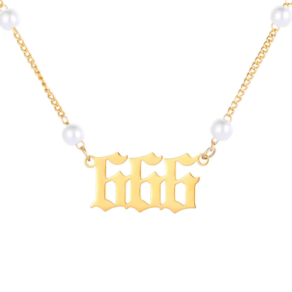 Angel Number Pearl Pendant Necklace for Women – Non-Tarnish Stainless Steel Chain with Lucky Number Charm