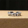 Vintage S925 Silver Adjustable Lucky Elephant Ring – Matte Finish