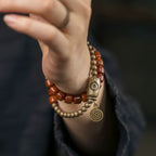 Tibetan Handmade Double-Wrap Yak Bone & Brass Dzi Bead Bracelet · Sacred Strength, Grounded Spirit