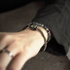 Obsidian & Black Rutilated Quartz Brass Bracelet for Protection & Focus