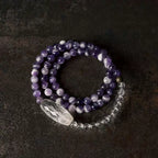 Tibetan-Inspired Multi-Layer Amethyst & Clear Quartz Bracelet · Pure Energy, Sacred Balance