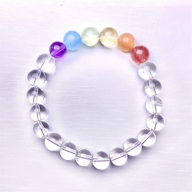 Natural Crystal Bracelet for Girls New Colorful Crystal Gradient Rainbow Bracelet