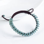 Premium Handmade Natural A-Grade Blue Jadeite Peace Circle Bracelet