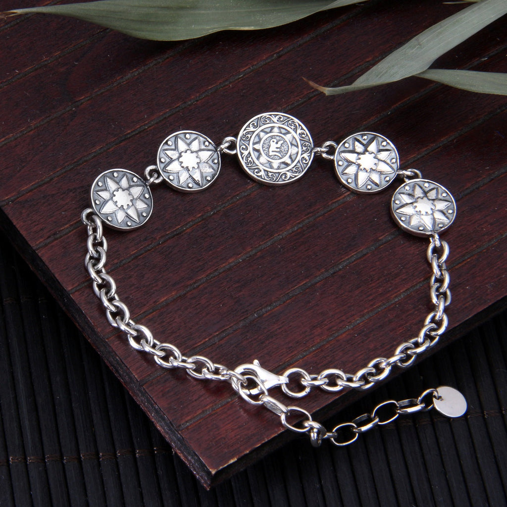 925 Sterling Silver Double-Sided Five Wealth Gods Bracelet