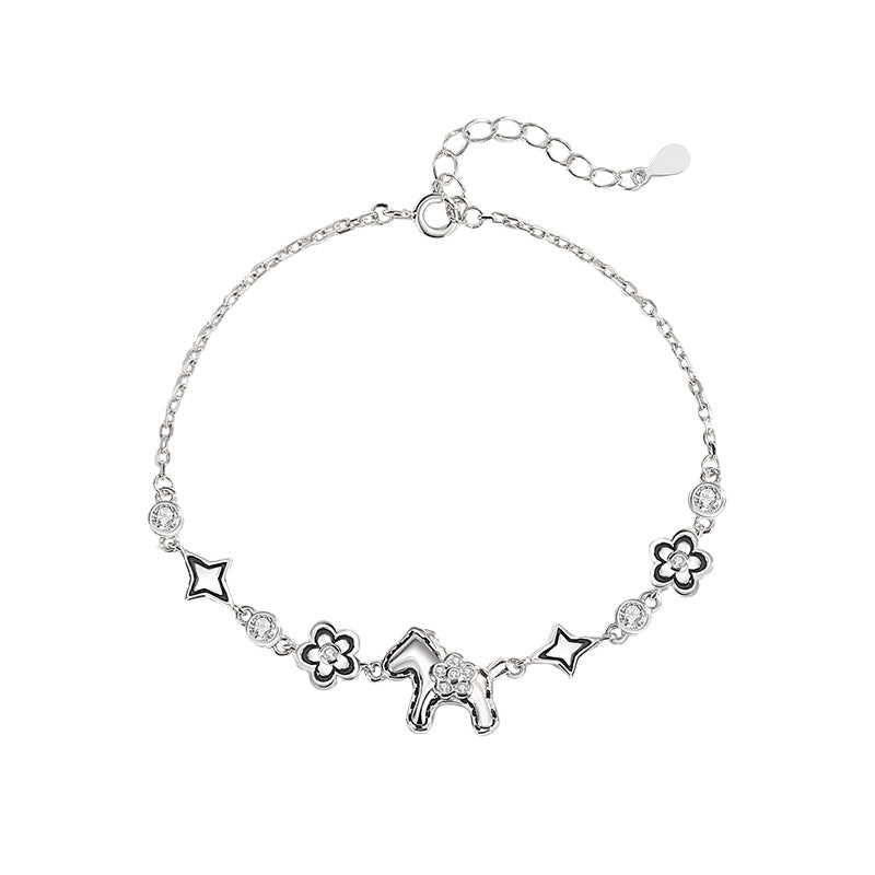 Year of the Horse Fortune Bracelet, S925 Silver Horse Design Jewelry