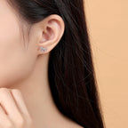 Women’s S925 Sterling Silver Ice-Textured Wood Horse Stud Earrings