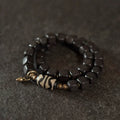 Tibetan Handmade Ebony Wood Dzi Bead Bracelet Vintage Couple Spiritual Jewelry