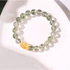 Feng Shui Pixiu Bracelet Natural Green Rutilated Quartz Crystal Bracelet