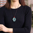 Natural Ice Blue Jadeite Double Pi Xiu “Peace Coin” Pendant – Genuine A-Grade Blue Water Jade with Adjustable Cord