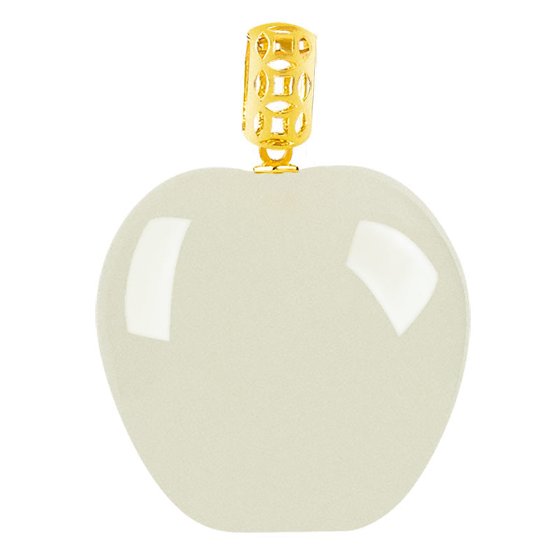 Natural Aged Hetian White Jade Small Apple Pendant for Women