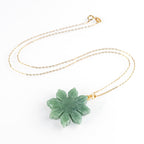Natural Jadeite Sunflower Pendant, S925 Silver Clasp