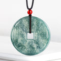 Natural Ice Blue Jadeite Shangui “Lucky Coin” Pendant – Genuine A-Grade Blue Water Jade, Feng Shui Talisman