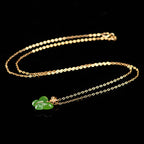 Authentic Green Hetian Jade Butterfly Necklace for Women with 18K Gold Setting