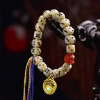 Natural Camel Bone Carved Dice Bracelet – Tibetan Style Vintage Unisex Bracelet