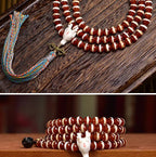 Natural Red One-Line Dzi Beads 108 Beads Mala Necklace