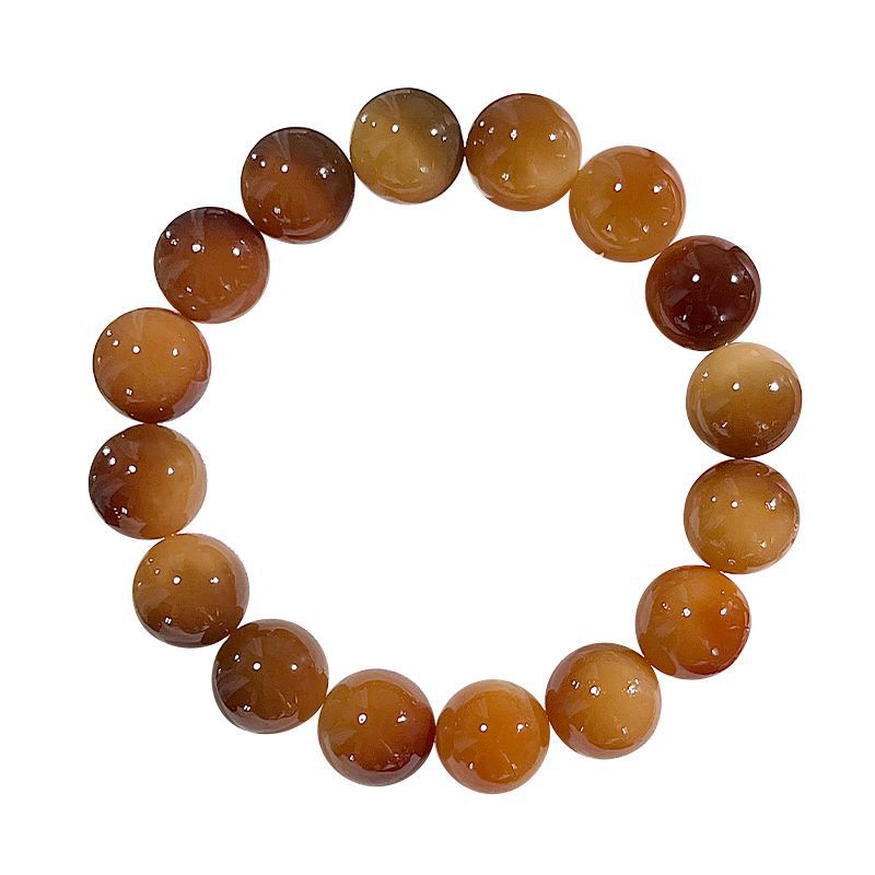 Natural Floral-Skin Jade-Like Bodhi Bead Bracelet – 12-13mm Round Beads