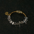White Quartz & Brass Single-Strand Bracelet – Calm & Clarity for Women