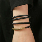 Ebony Wood & Brass Protection Bracelet – Multi-Layer Beads for Strength & Stability
