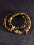 Tiger Tooth Dzi Tibetan Sandalwood Bracelet