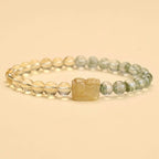 Natural Green Phantom Quartz and Citrine Feng Shui Pixiu Bracelet