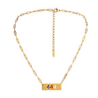 S925 Silver Angel Number 444 Color Dripping Oil Square Necklace for Women