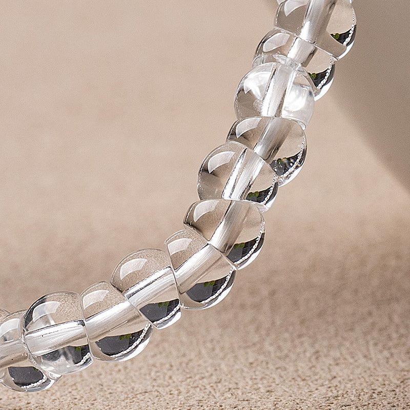 Natural White Crystal Precision-Cut Abacus Bead Bracelet - Unisex Design