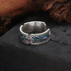 999 Pure Silver Hollow Enamel Ring