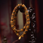 Vintage Tibetan Yak Bone 108 Mala Beads with Gemstone Inlay