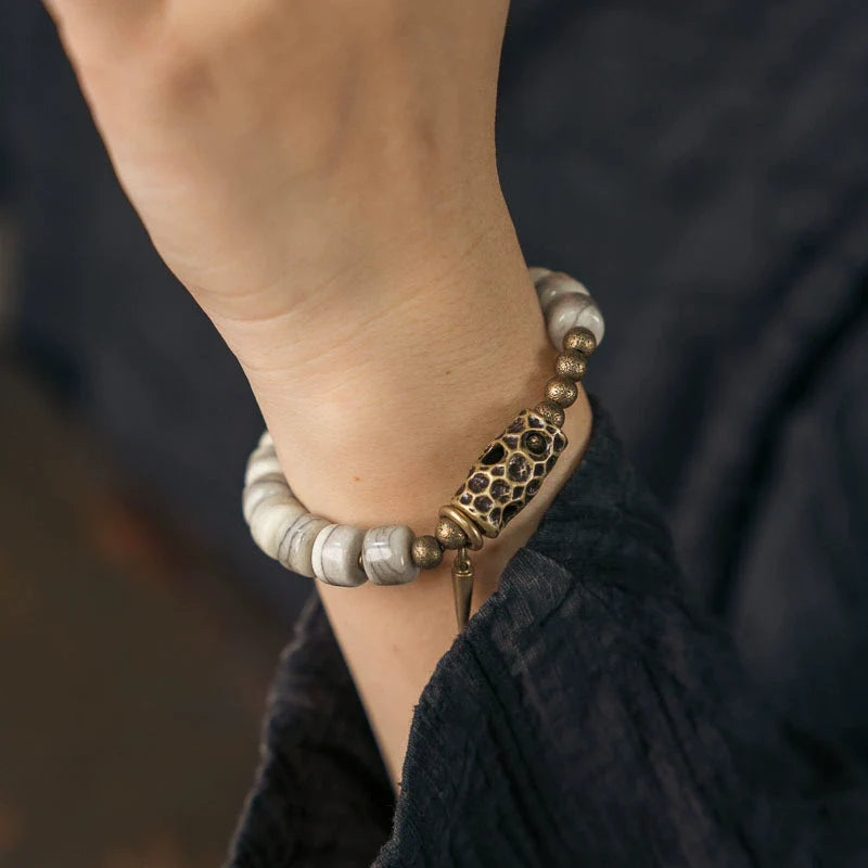 Tibetan Handmade Yak Bone & Brass Bracelet · Natural Strength, Timeless Elegance