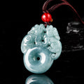 Natural Ice Blue Jadeite Double Pi Xiu “Peace Coin” Pendant – Genuine A-Grade Blue Water Jade with Adjustable Cord
